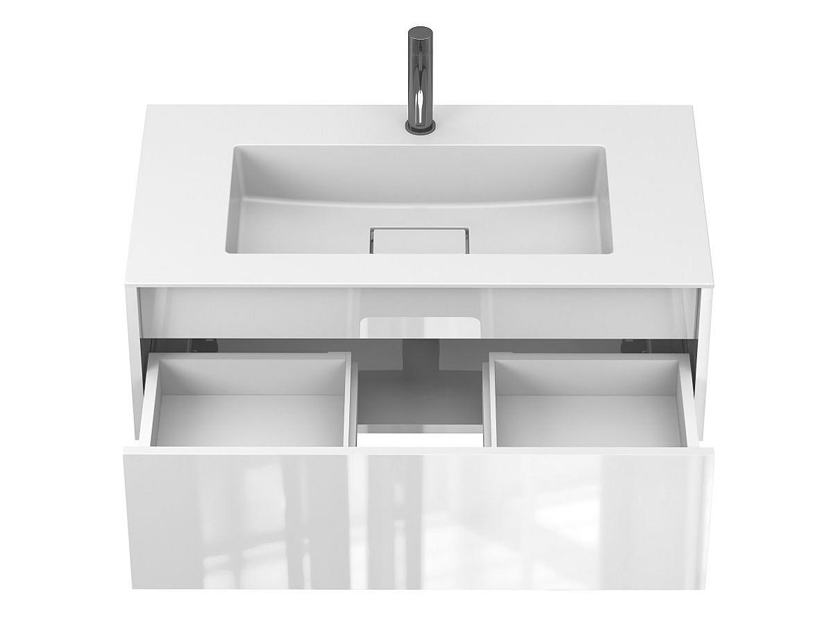 Тумба подвесная UNO белая глянцевая с умывальником ERICA 900