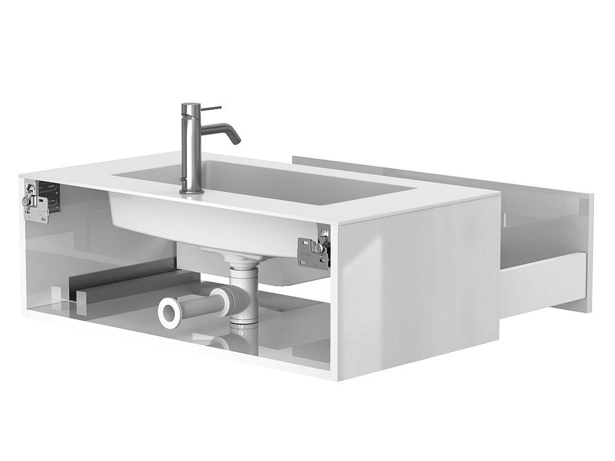 Тумба подвесная UNO белая глянцевая с умывальником ERICA 900