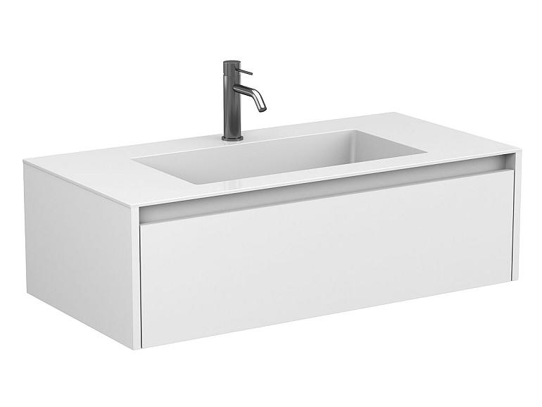 Тумба підвісна UNO біла матова з умивальником ERICA 1000