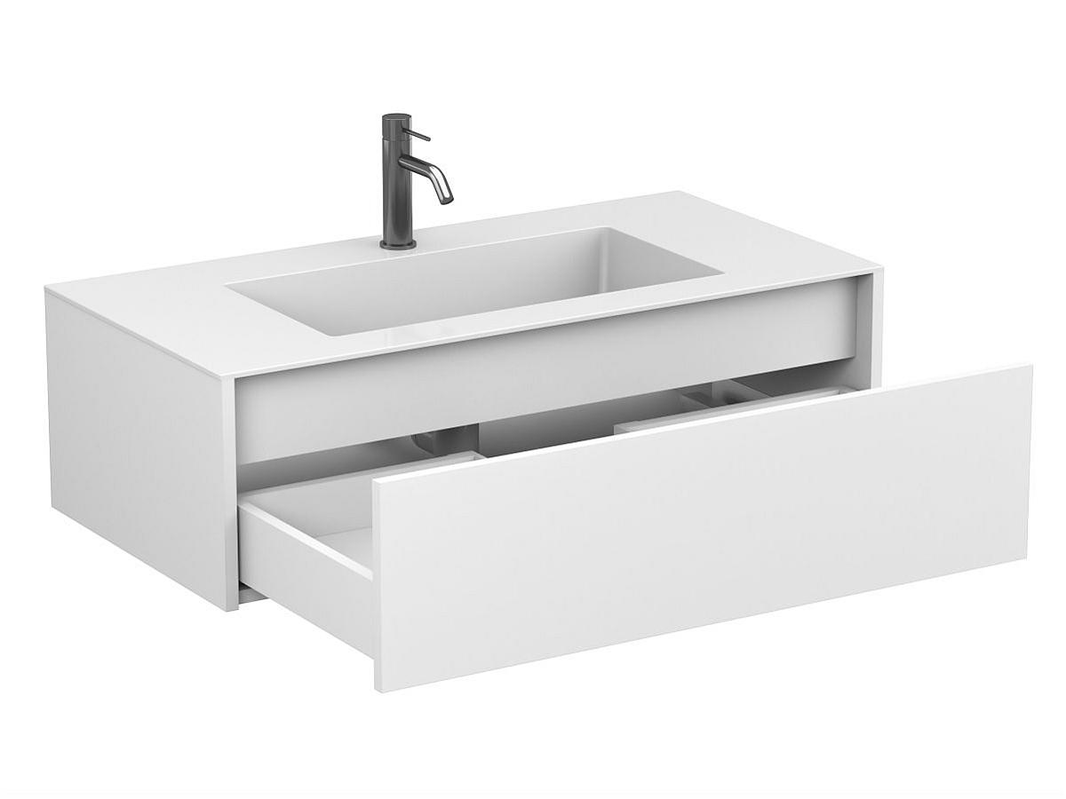 Тумба підвісна UNO біла матова з умивальником ERICA 1000