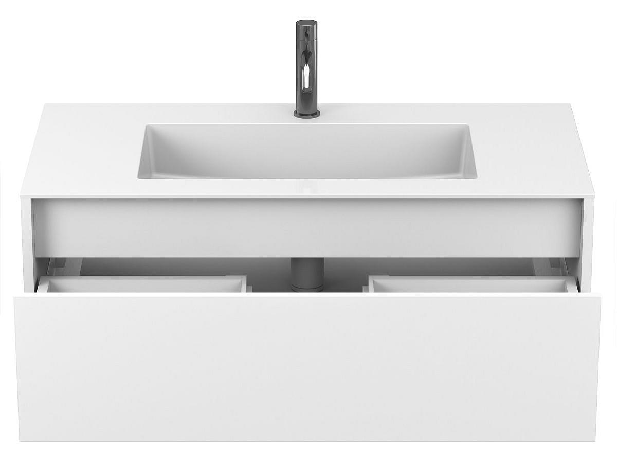 Тумба підвісна UNO біла матова з умивальником ERICA 1000