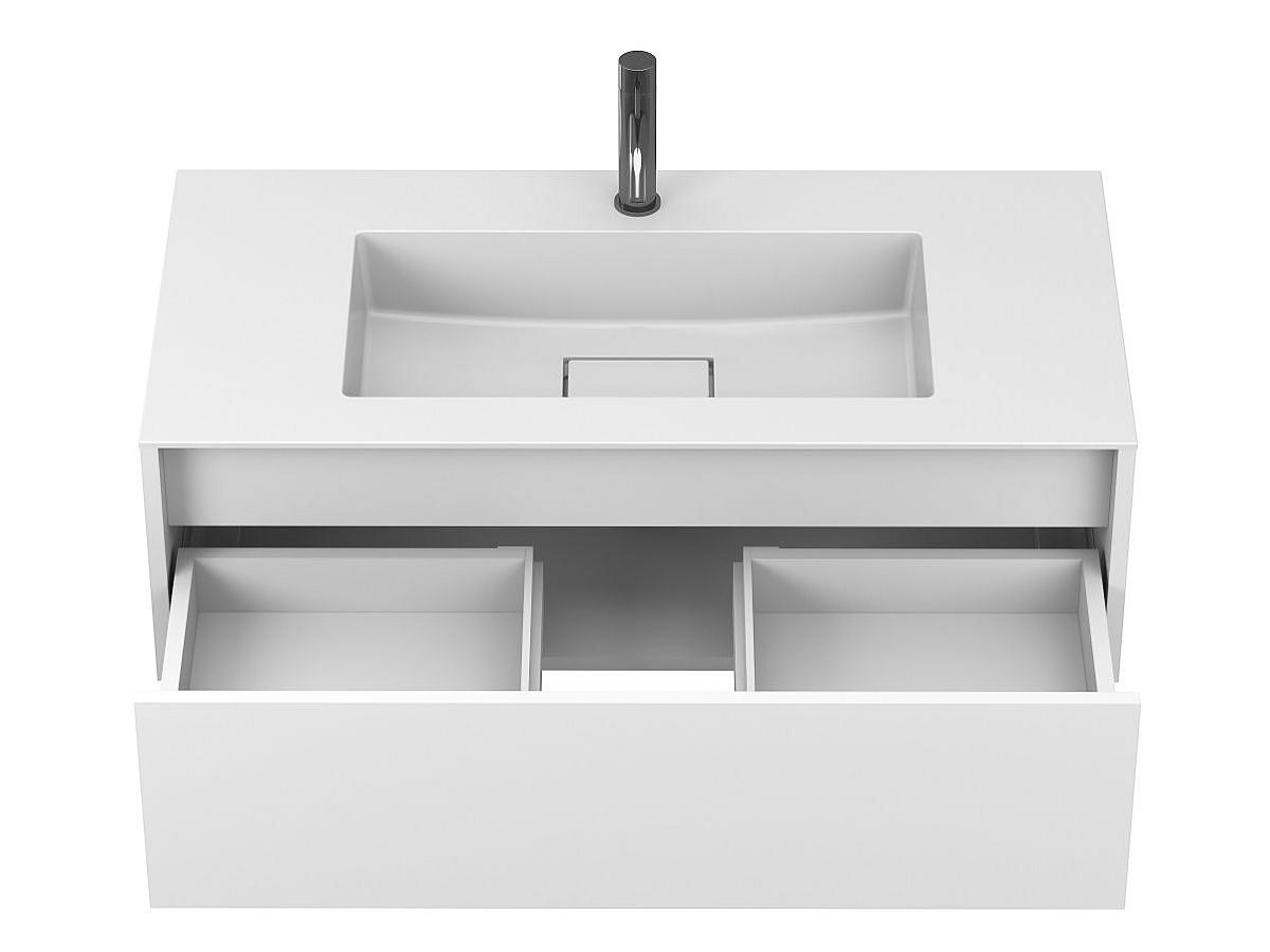 Тумба підвісна UNO біла матова з умивальником ERICA 1000