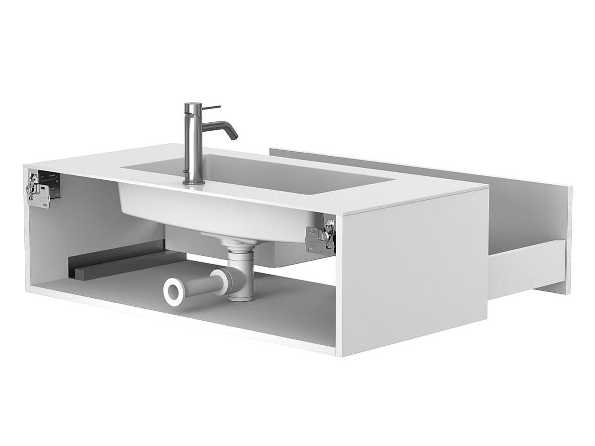 Тумба підвісна UNO біла матова з умивальником ERICA 1000