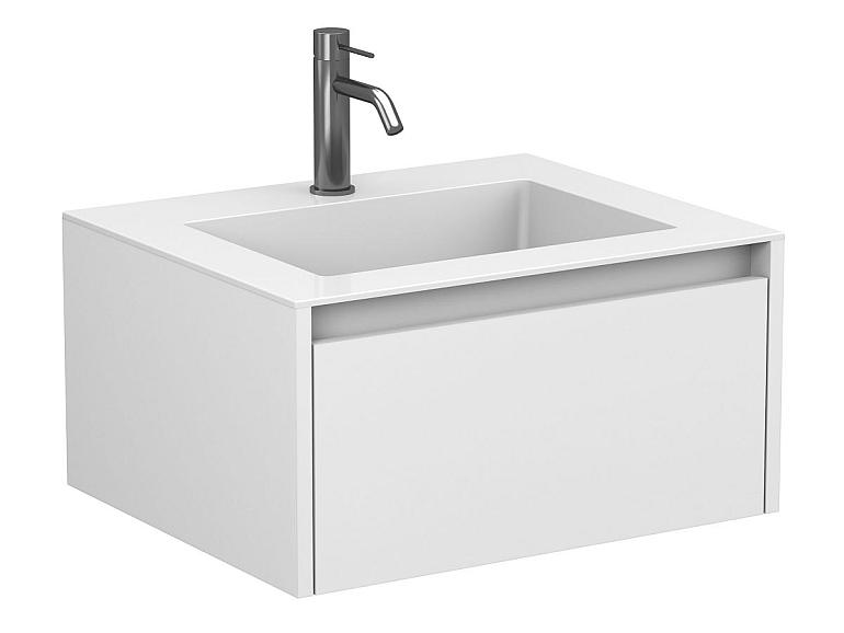 Тумба підвісна UNO біла матова з умивальником ERICA 600
