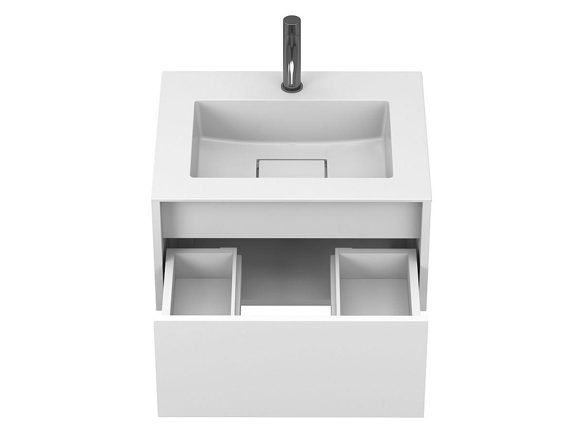 Тумба підвісна UNO біла матова з умивальником ERICA 600