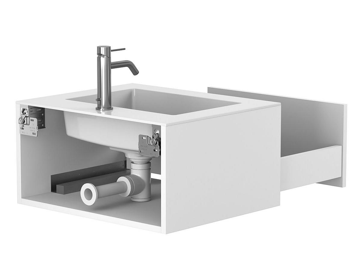 Тумба підвісна UNO біла матова з умивальником ERICA 600
