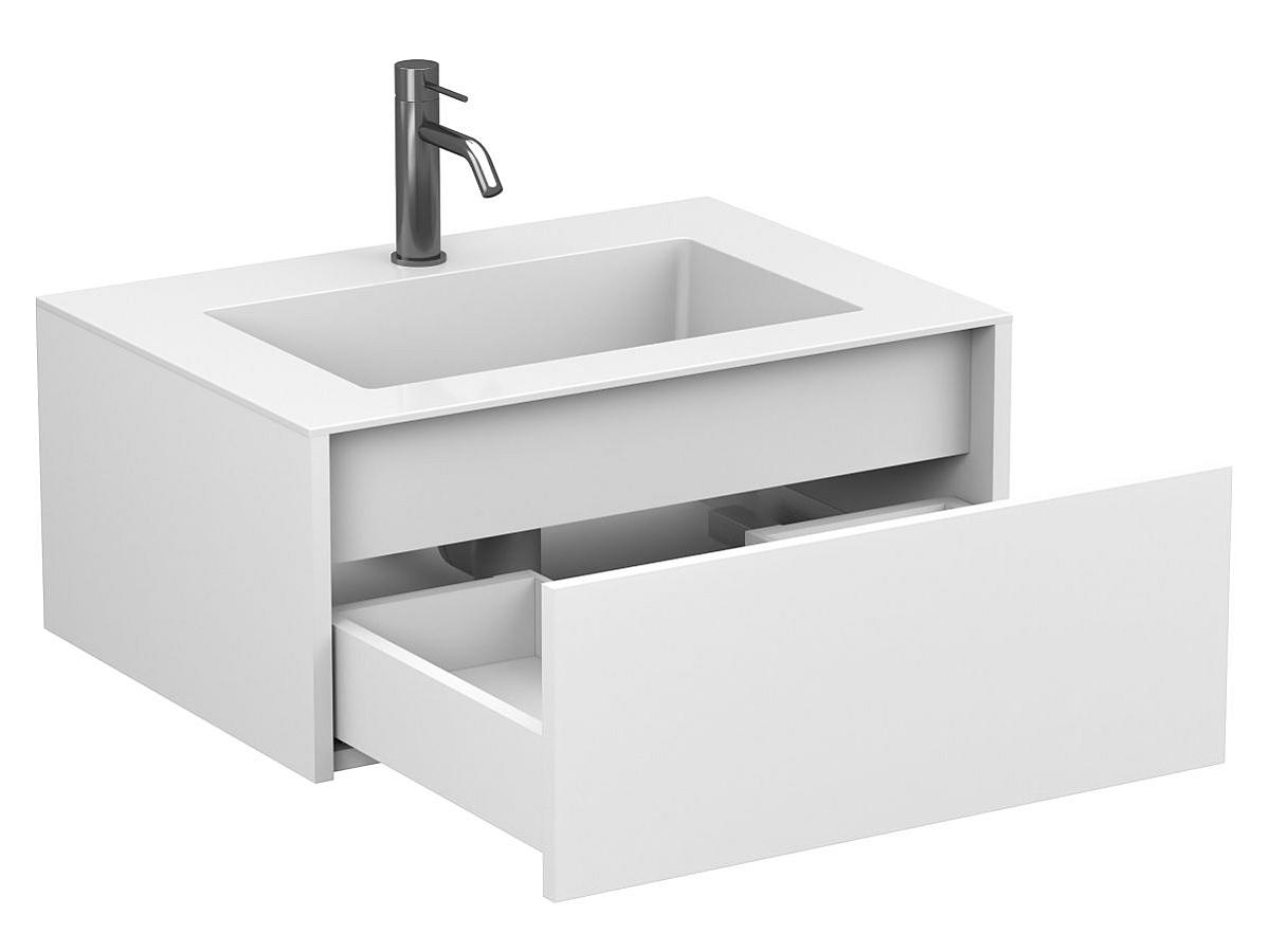 Тумба підвісна UNO біла матова з умивальником ERICA 700