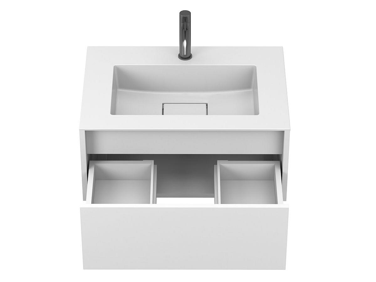 Тумба підвісна UNO біла матова з умивальником ERICA 700