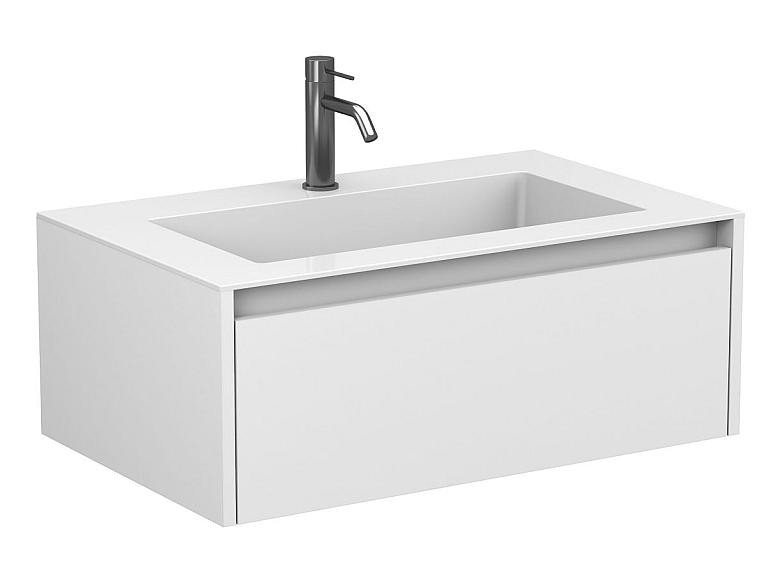 Тумба підвісна UNO біла матова з умивальником ERICA 800