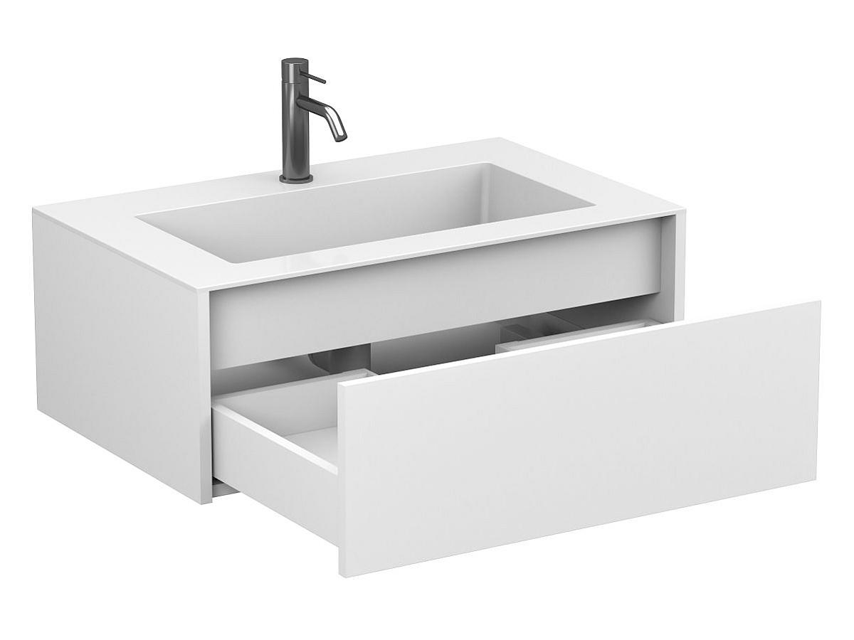 Тумба підвісна UNO біла матова з умивальником ERICA 800