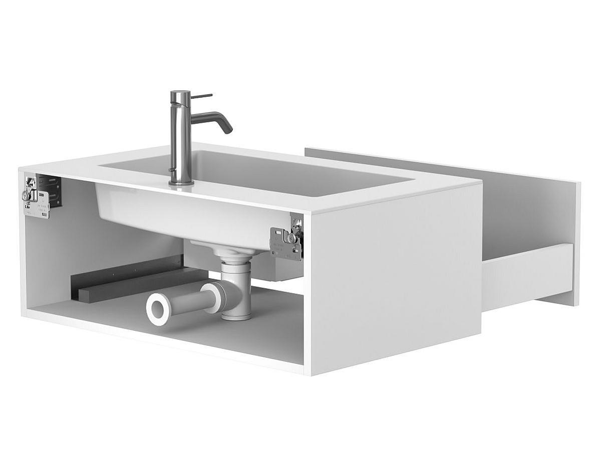 Тумба підвісна UNO біла матова з умивальником ERICA 800