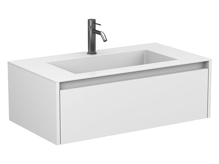 Тумба підвісна UNO біла матова з умивальником ERICA 900