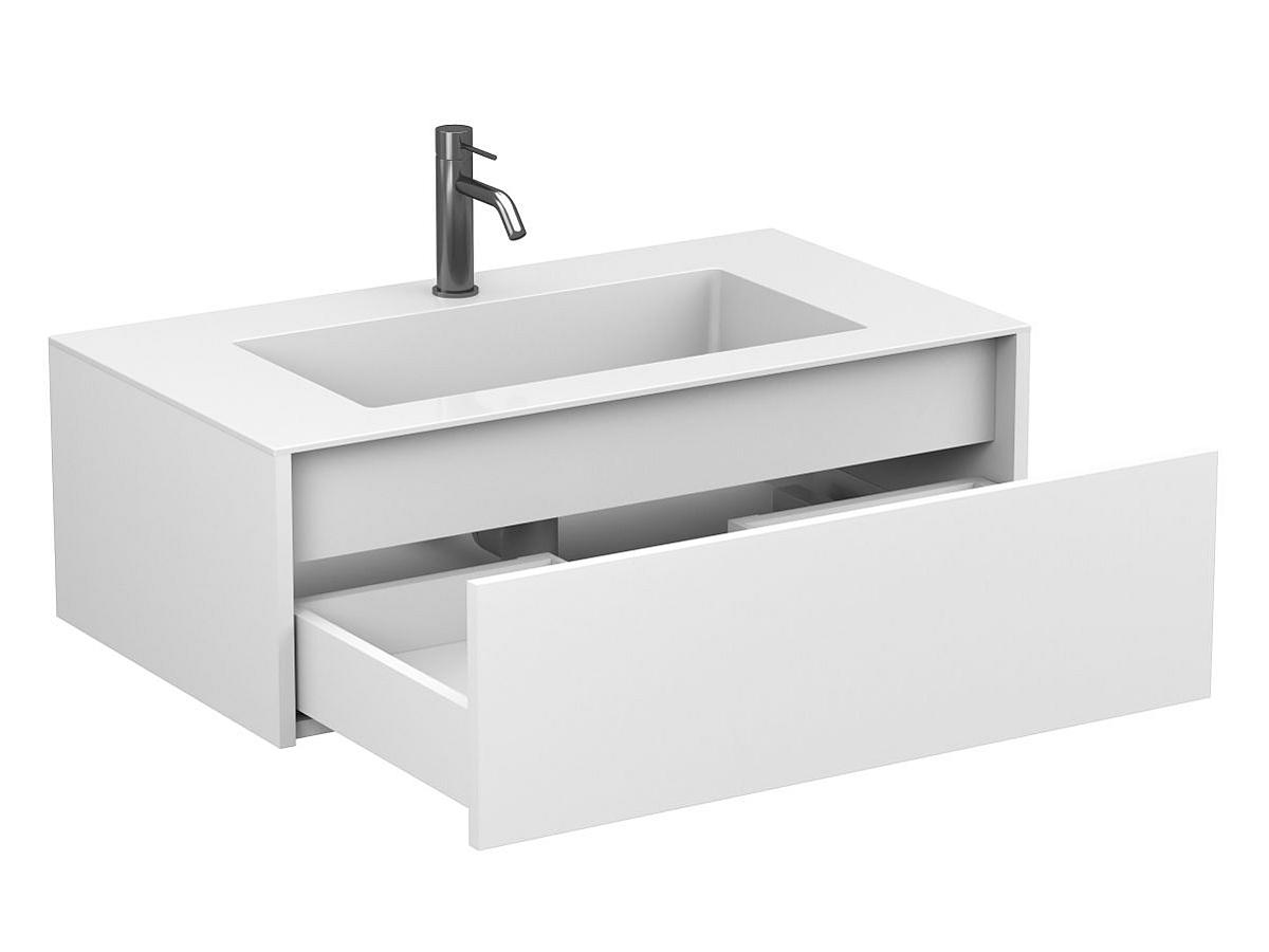 Тумба підвісна UNO біла матова з умивальником ERICA 900