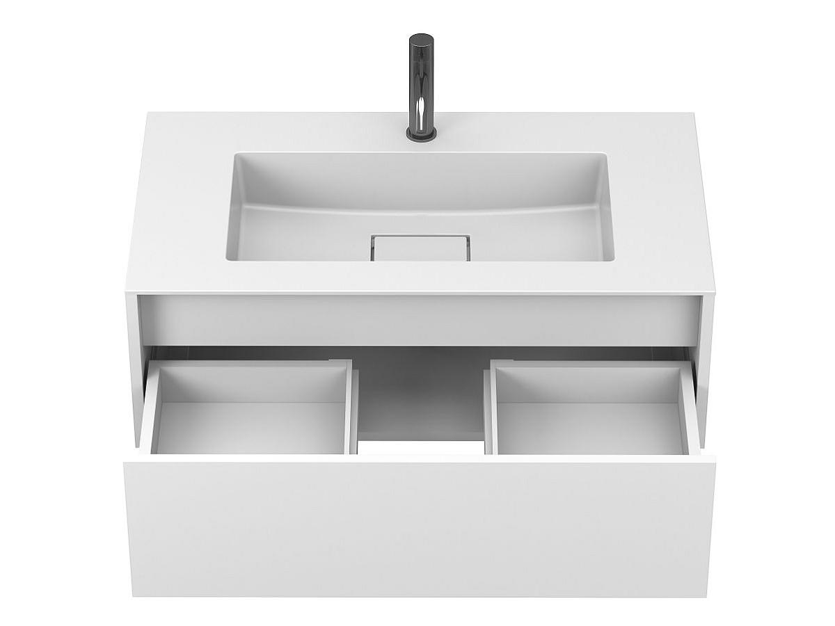 Тумба підвісна UNO біла матова з умивальником ERICA 900
