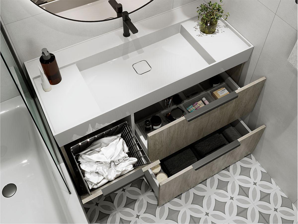 Тумба підлогова ALBA Толедо темне дерево з умивальником SOUL 1200