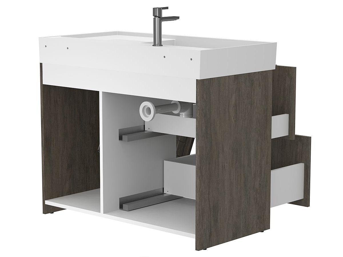 Тумба підлогова ALBA Толедо темне дерево з умивальником SOUL 1000