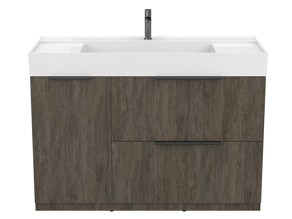 Тумба підлогова ALBA Толедо темне дерево з умивальником SOUL 1200