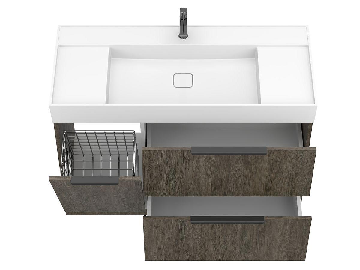 Тумба підлогова ALBA Толедо темне дерево з умивальником SOUL 1200