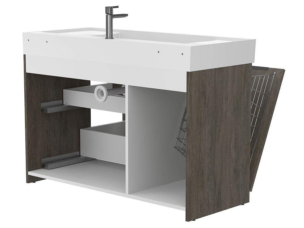 Тумба підлогова ALBA Толедо темне дерево з умивальником SOUL 1200