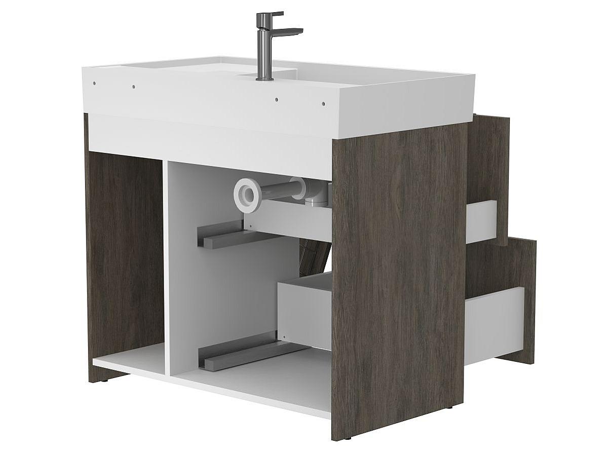 Тумба напольная ALBA Толедо тёмное дерево с умывальником SOUL 900