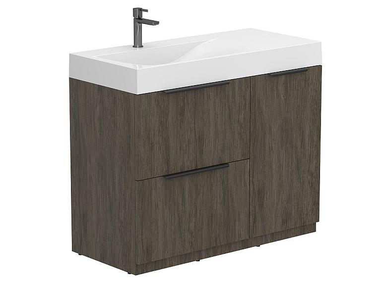 Тумба підлогова ALBA Толедо темне дерево з умивальником VIOLA 1000 L