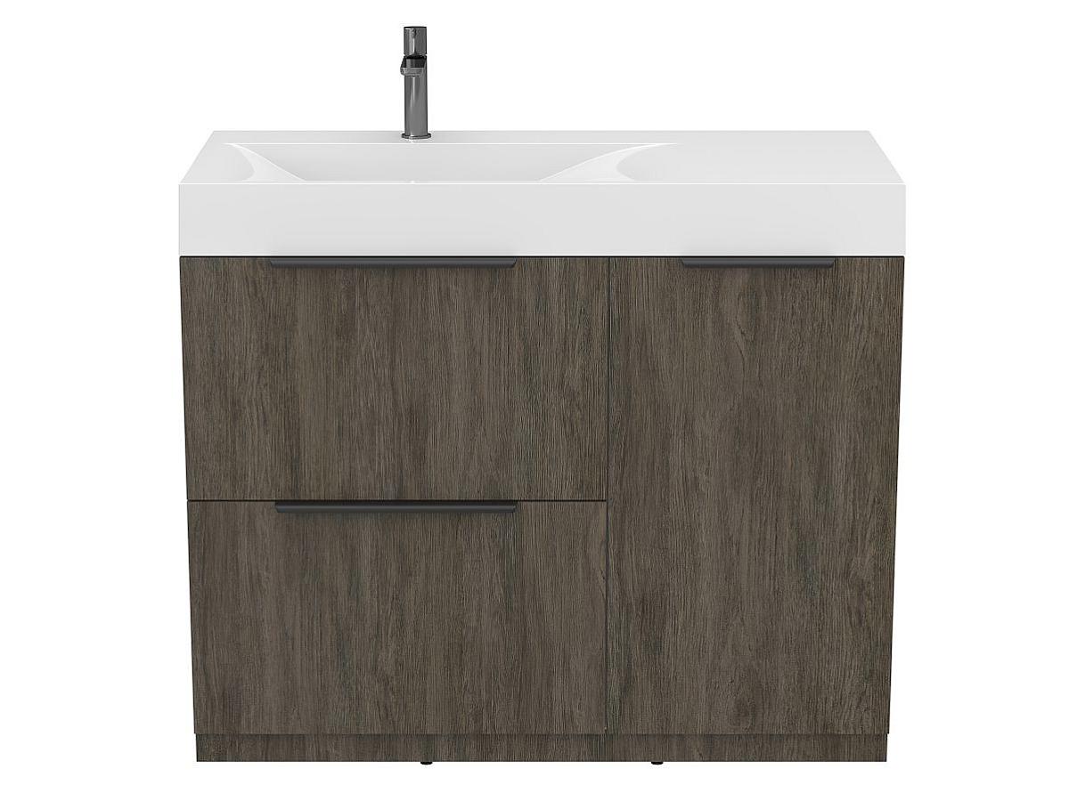 Тумба підлогова ALBA Толедо темне дерево з умивальником VIOLA 1000 L