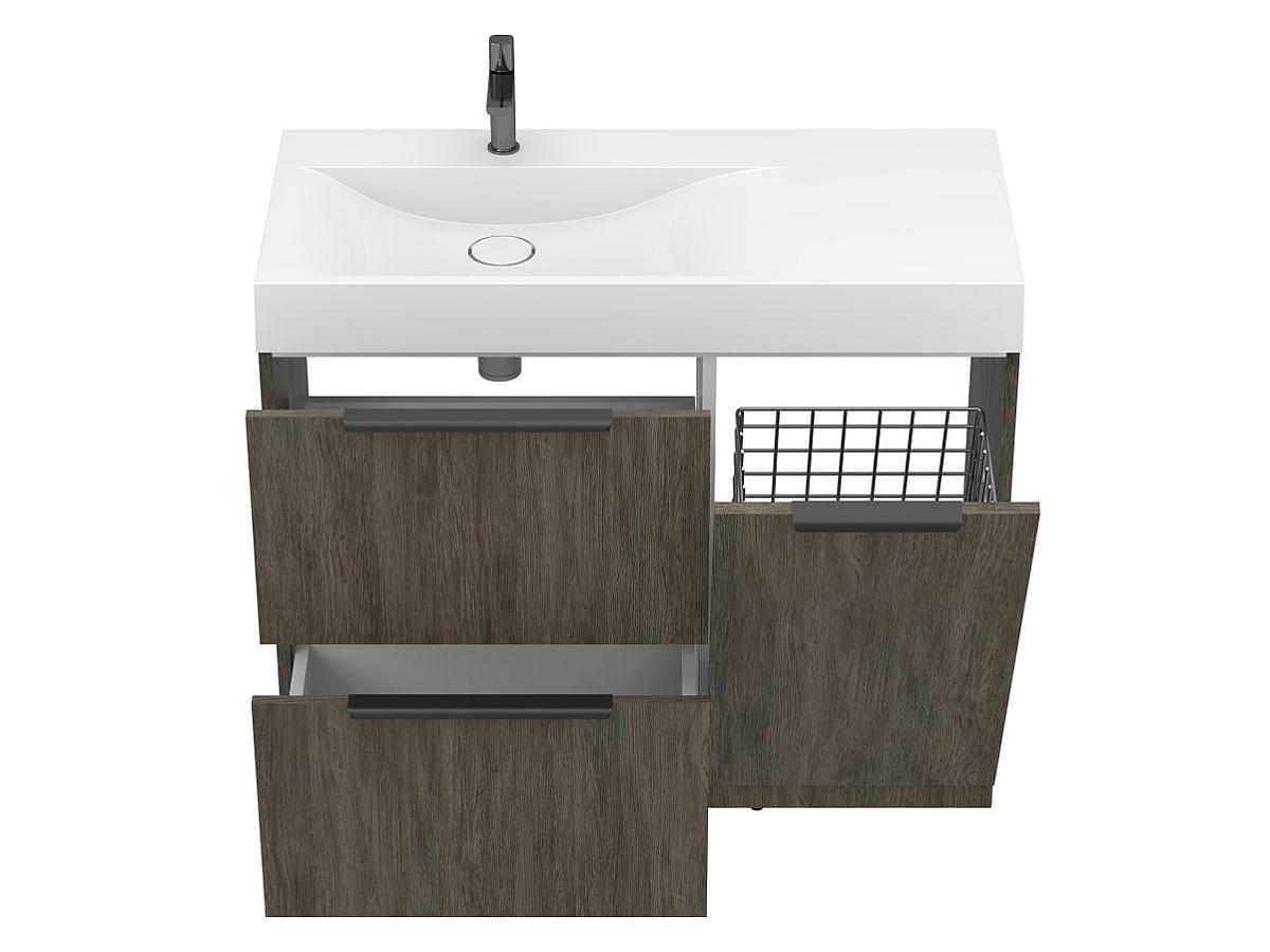 Тумба підлогова ALBA Толедо темне дерево з умивальником VIOLA 1000 L