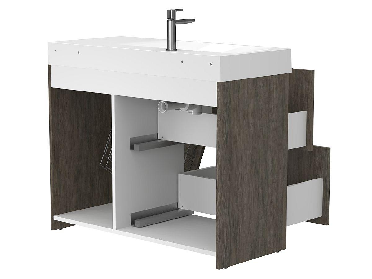 Тумба підлогова ALBA Толедо темне дерево з умивальником VIOLA 1000 L