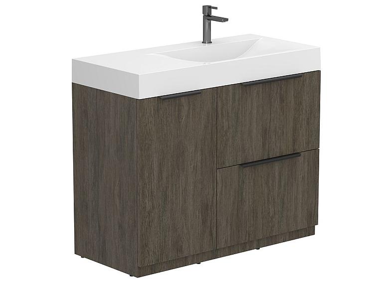 Тумба підлогова ALBA Толедо темне дерево з умивальником VIOLA 1000 R