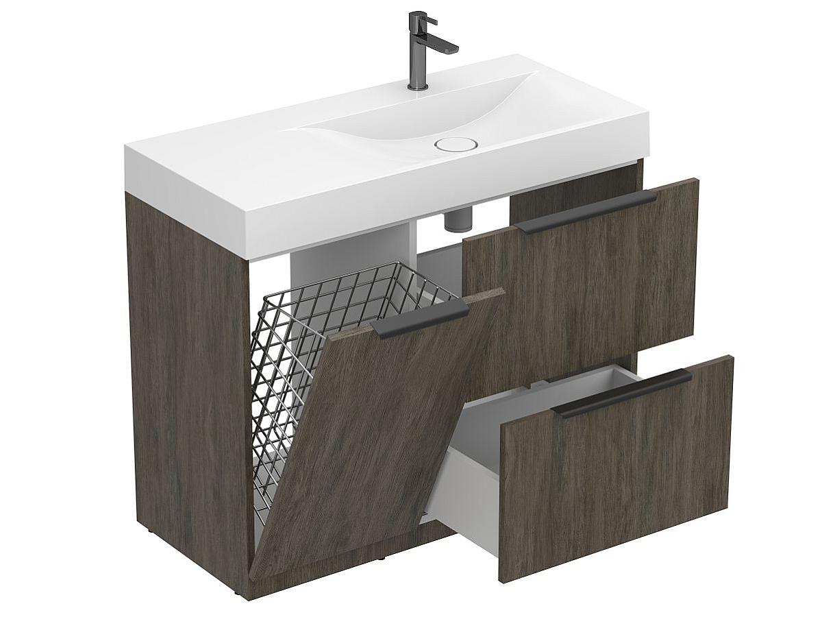 Тумба напольная ALBA Толедо тёмное дерево с умывальником VIOLA 1000 R