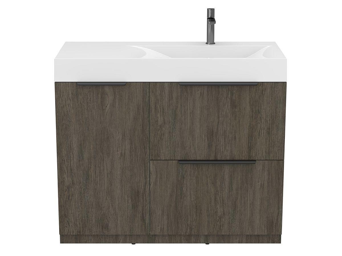 Тумба напольная ALBA Толедо тёмное дерево с умывальником VIOLA 1000 R