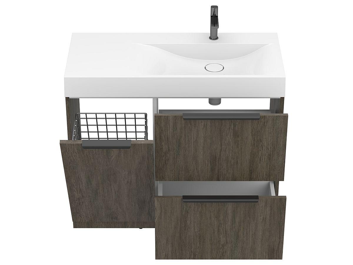 Тумба напольная ALBA Толедо тёмное дерево с умывальником VIOLA 1000 R