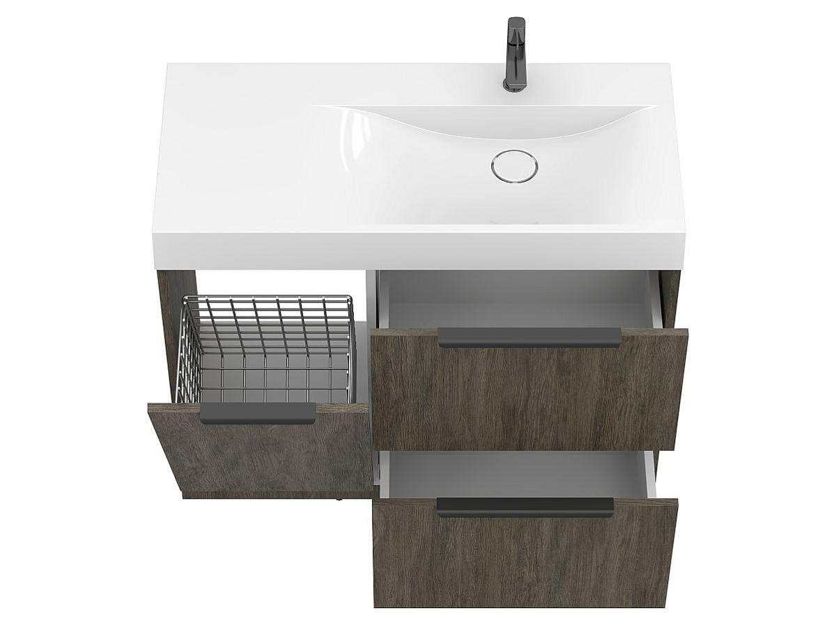 Тумба напольная ALBA Толедо тёмное дерево с умывальником VIOLA 1000 R