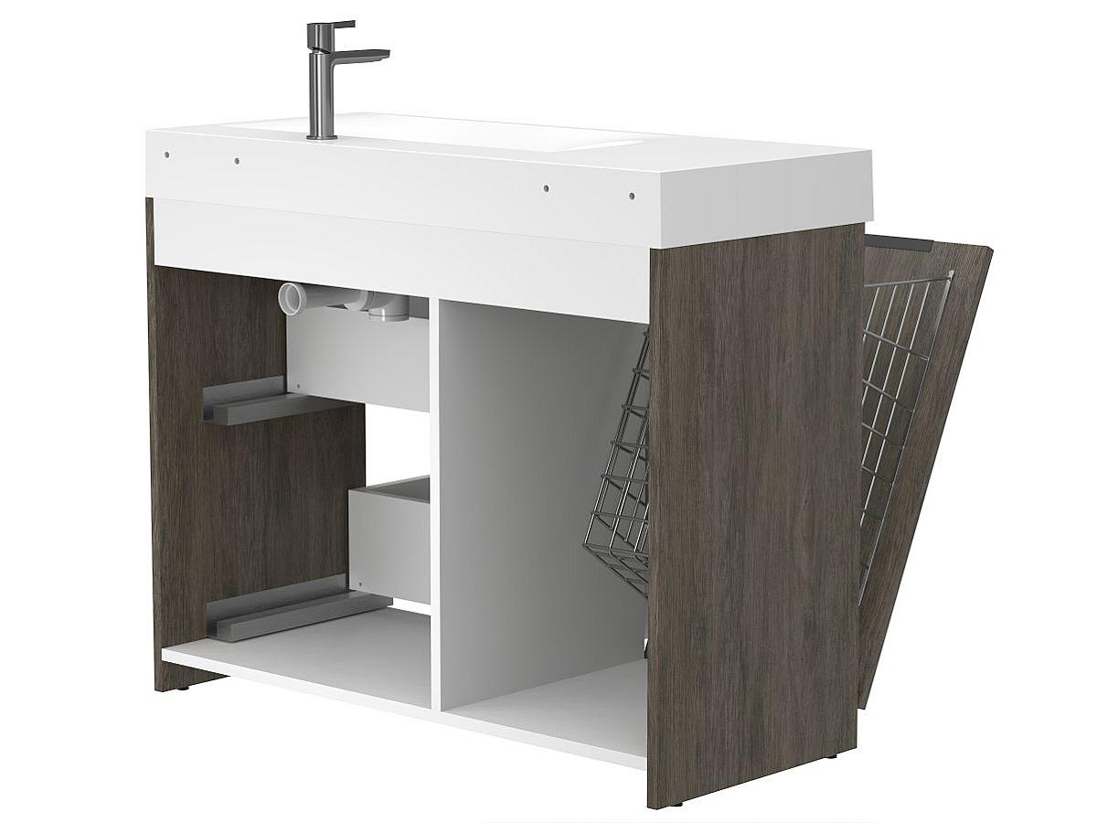 Тумба напольная ALBA Толедо тёмное дерево с умывальником VIOLA 1000 R
