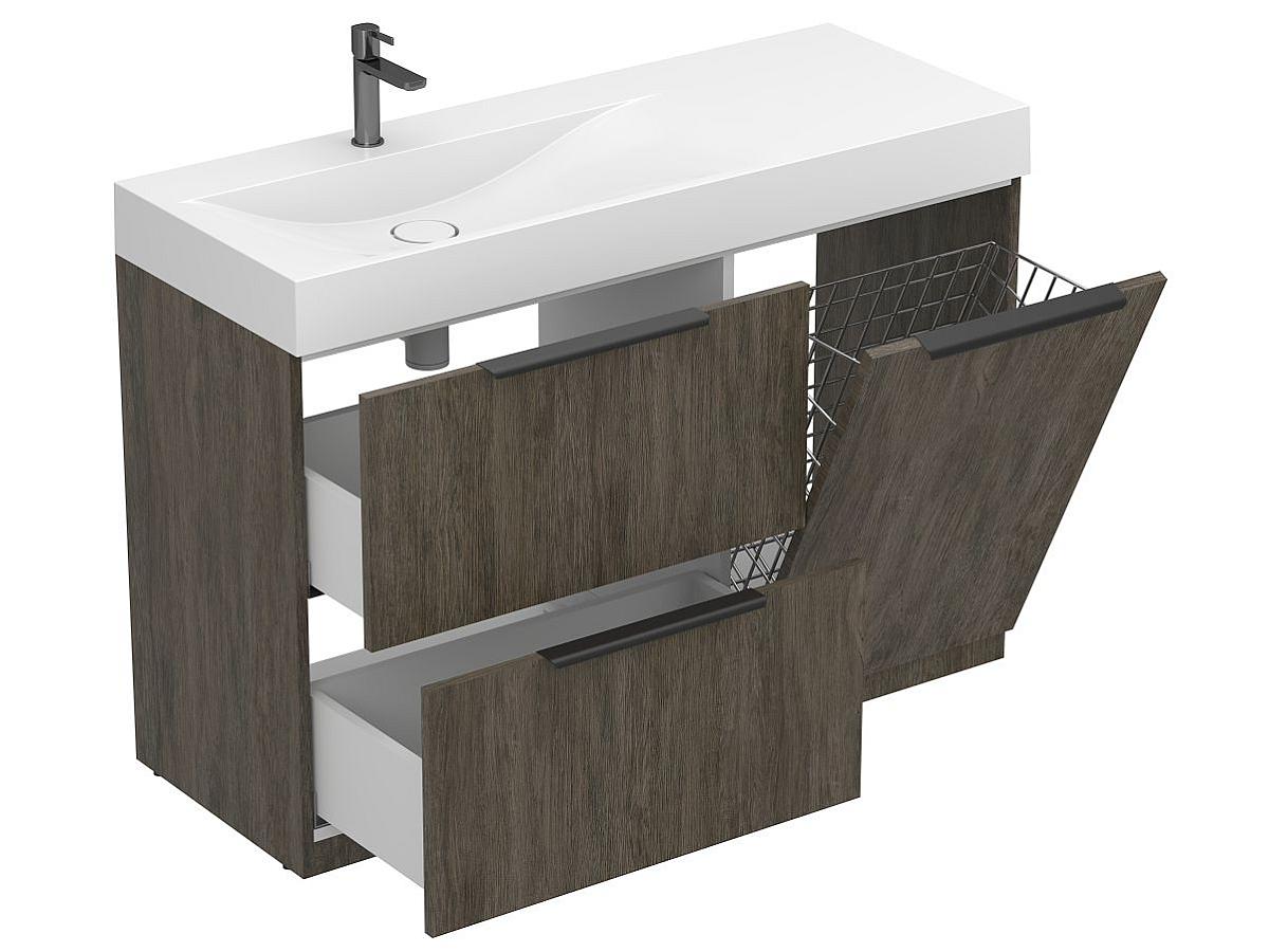 Тумба підлогова ALBA Толедо темне дерево з умивальником VIOLA 1200 L