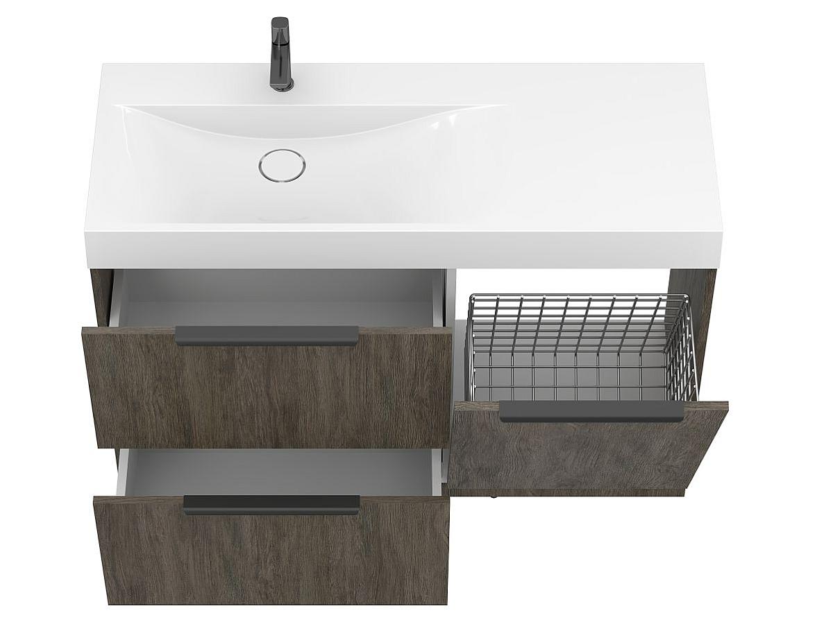 Тумба підлогова ALBA Толедо темне дерево з умивальником VIOLA 1200 L