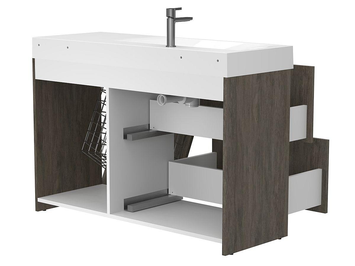 Тумба підлогова ALBA Толедо темне дерево з умивальником VIOLA 1200 L