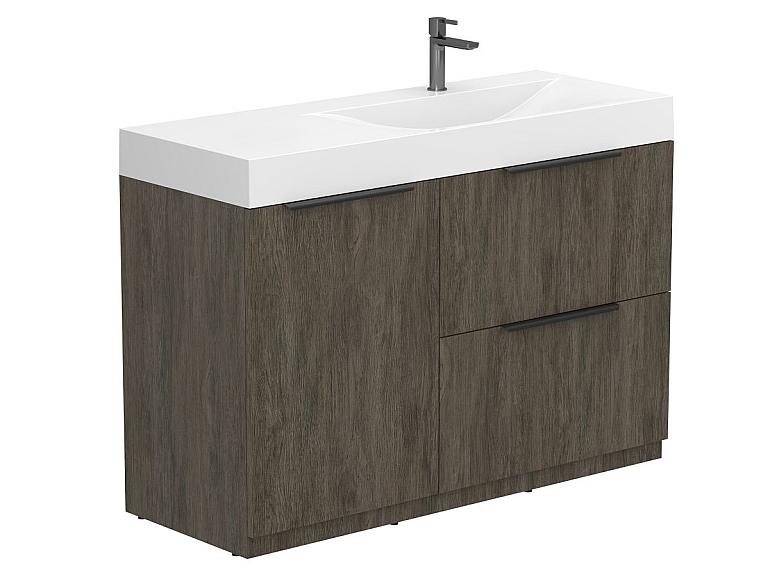 Тумба підлогова ALBA Толедо темне дерево з умивальником VIOLA 1200 R