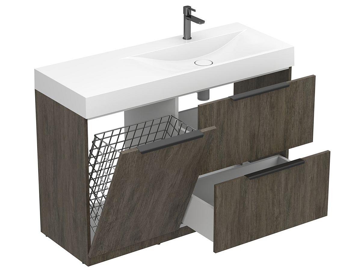 Тумба напольная ALBA Толедо тёмное дерево с умывальником VIOLA 1200 R