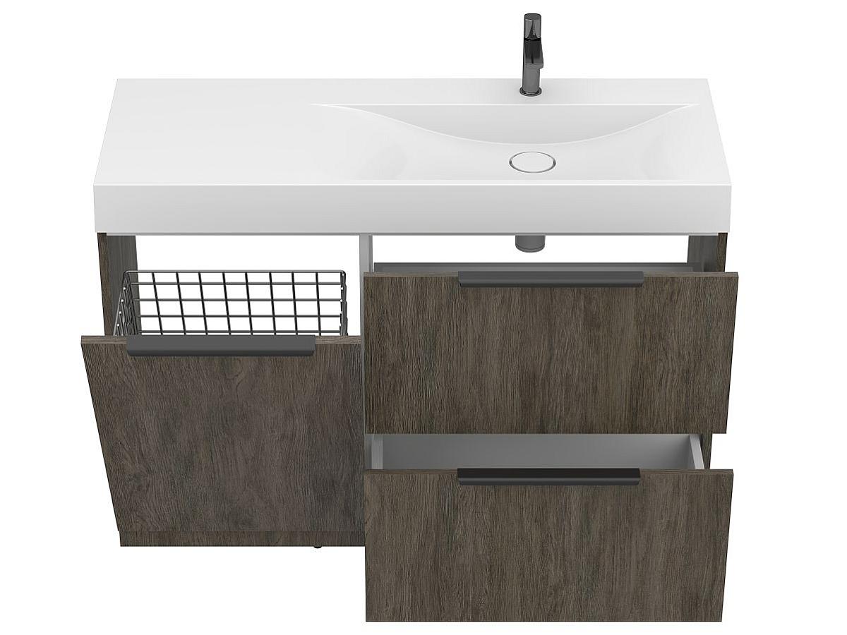 Тумба напольная ALBA Толедо тёмное дерево с умывальником VIOLA 1200 R