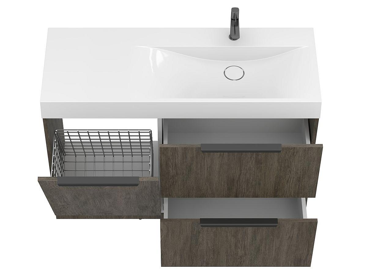 Тумба напольная ALBA Толедо тёмное дерево с умывальником VIOLA 1200 R