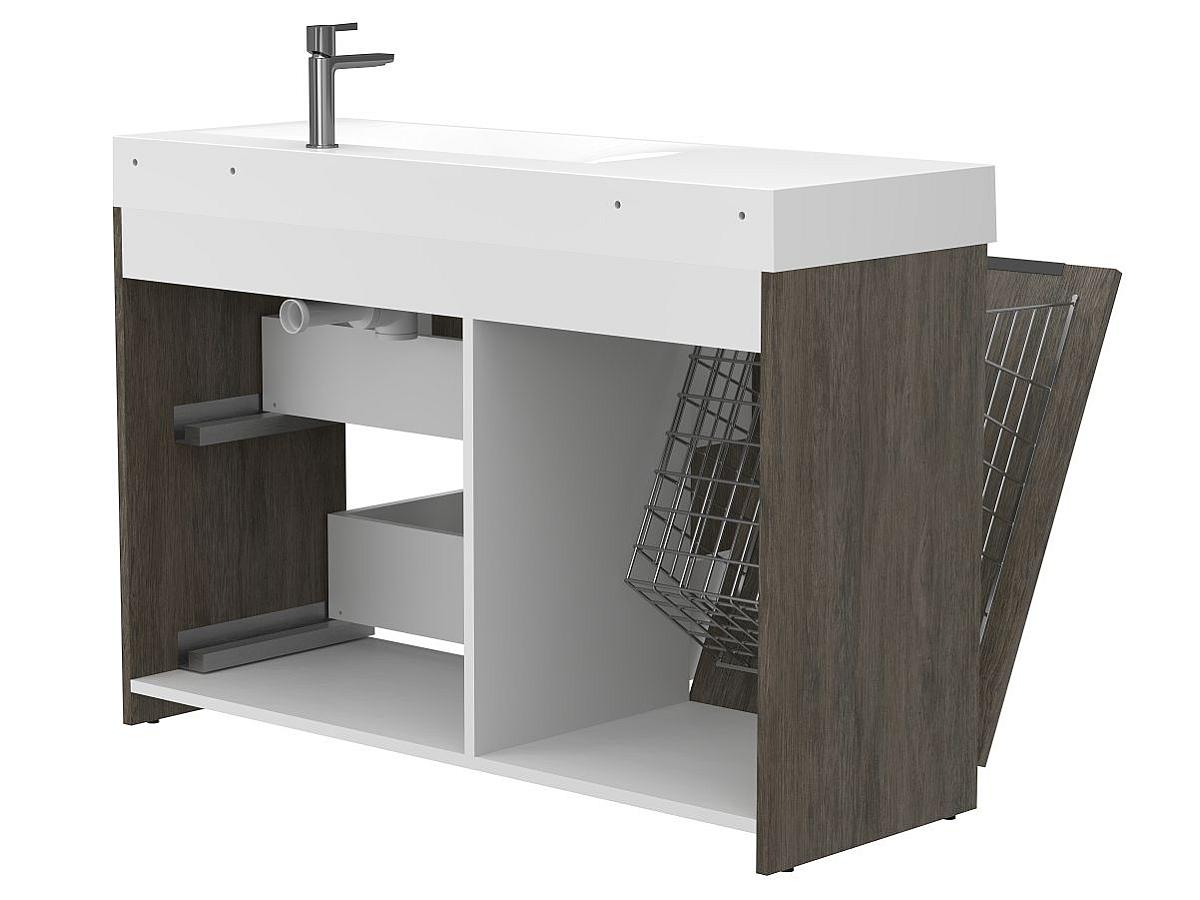 Тумба напольная ALBA Толедо тёмное дерево с умывальником VIOLA 1200 R