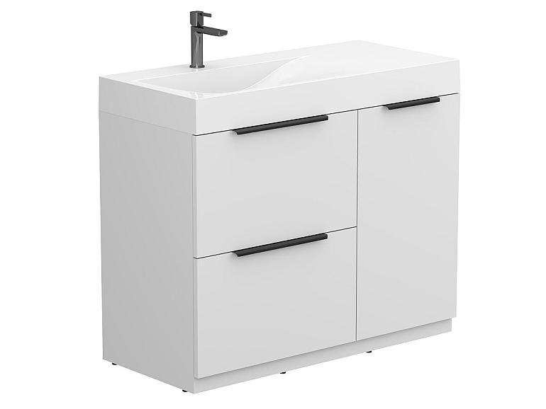 Тумба напольная ALBA Белая с умывальником VIOLA 1000 L