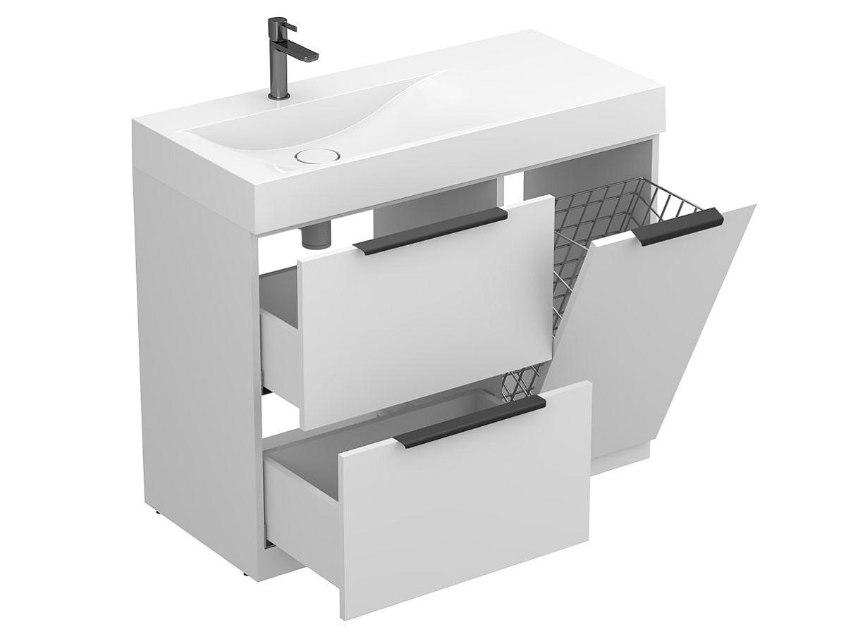 Тумба напольная ALBA Белая с умывальником VIOLA 1000 L