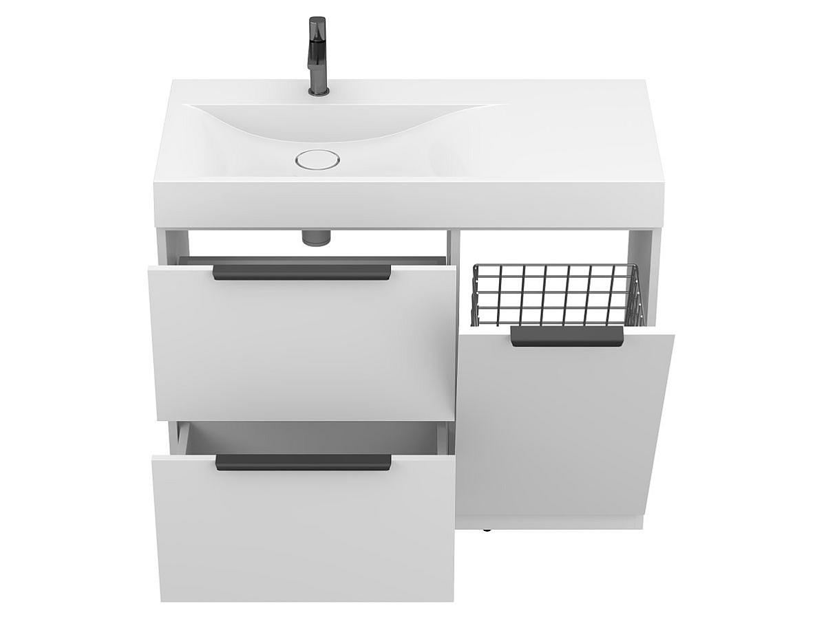 Тумба напольная ALBA Белая с умывальником VIOLA 1000 L