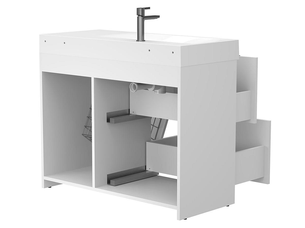 Тумба напольная ALBA Белая с умывальником VIOLA 1000 L