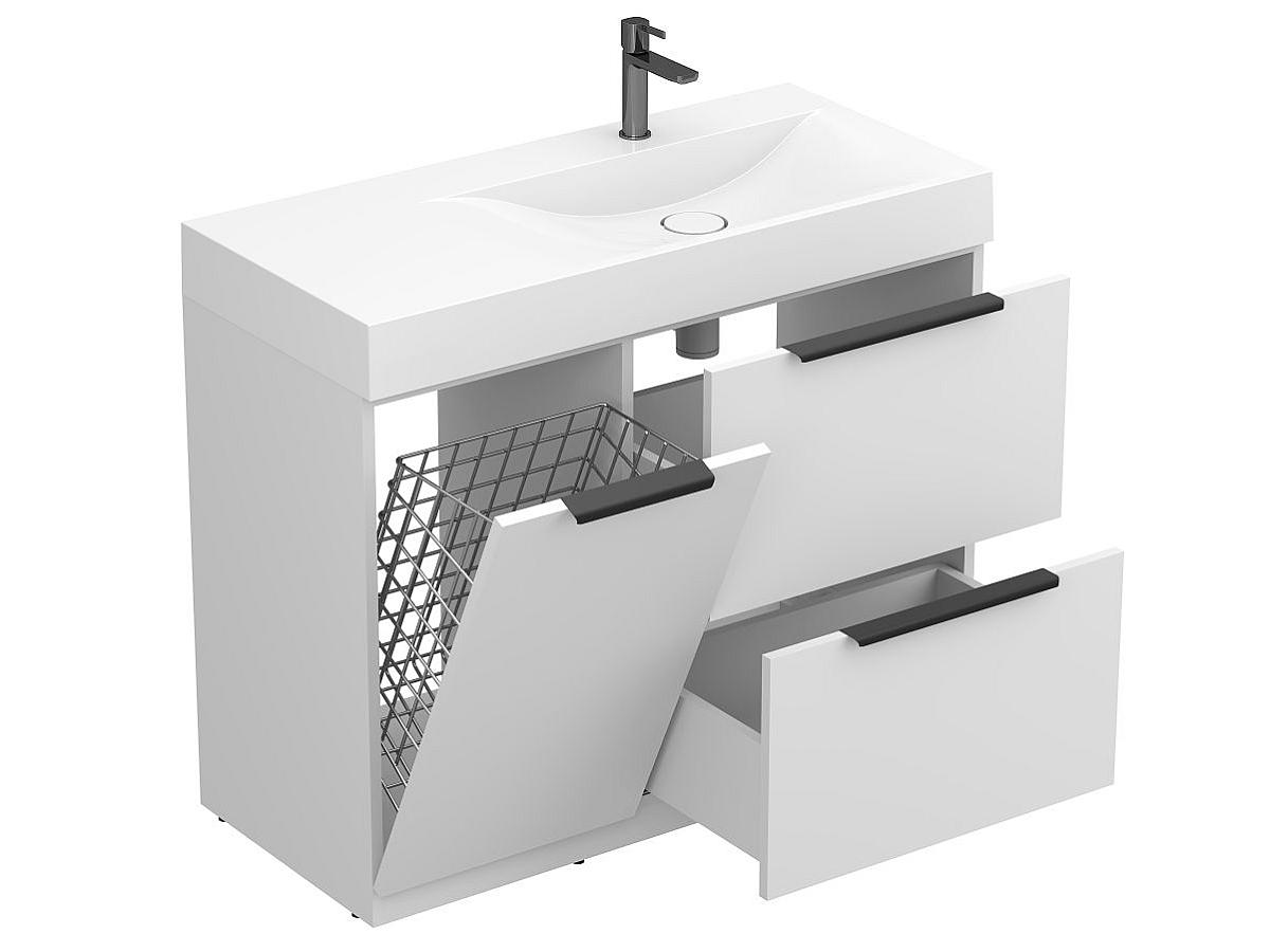 Тумба напольная ALBA Белая с умывальником VIOLA 1000 R