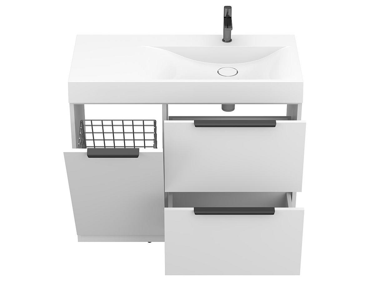 Тумба напольная ALBA Белая с умывальником VIOLA 1000 R