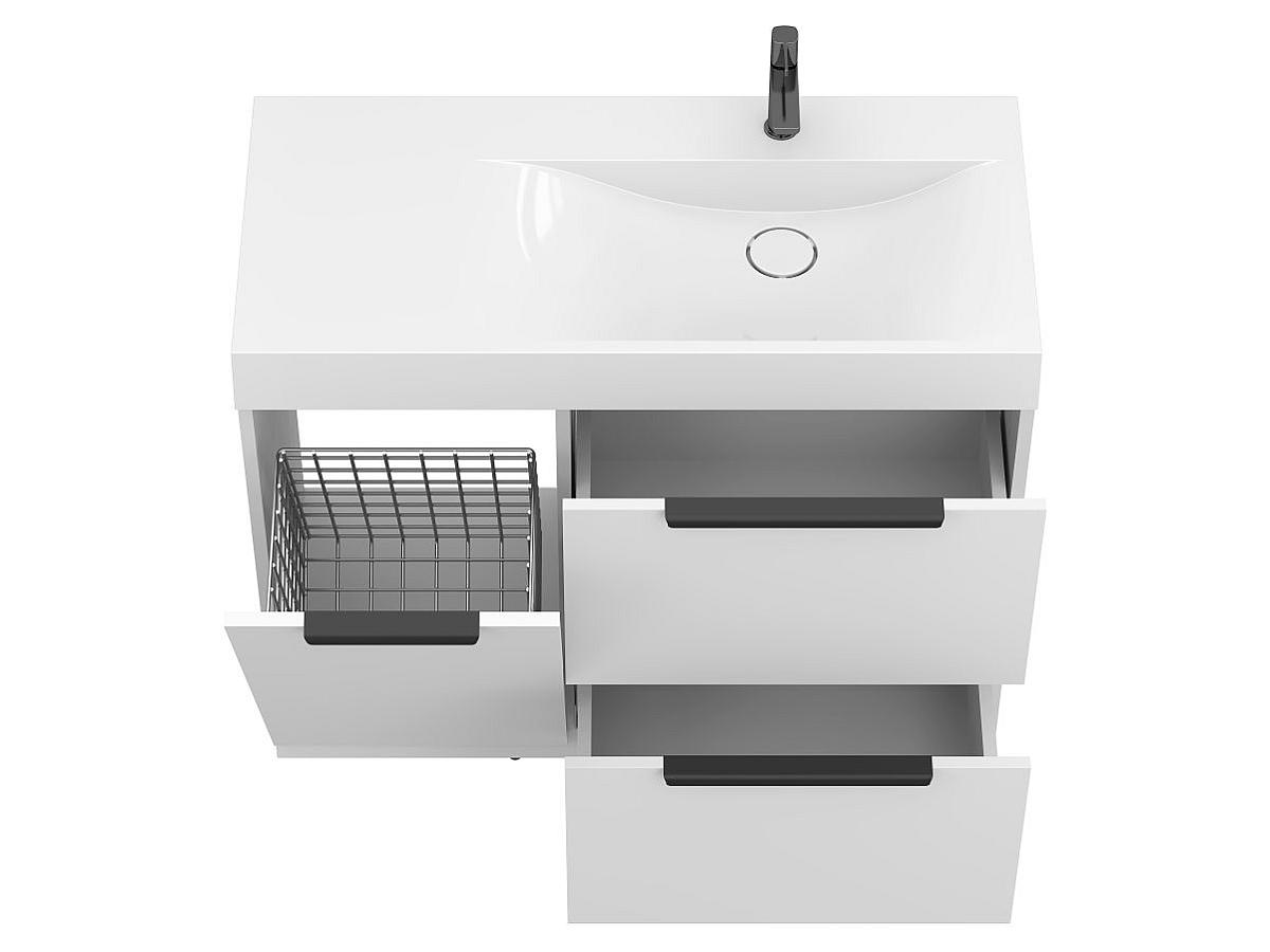 Тумба напольная ALBA Белая с умывальником VIOLA 1000 R