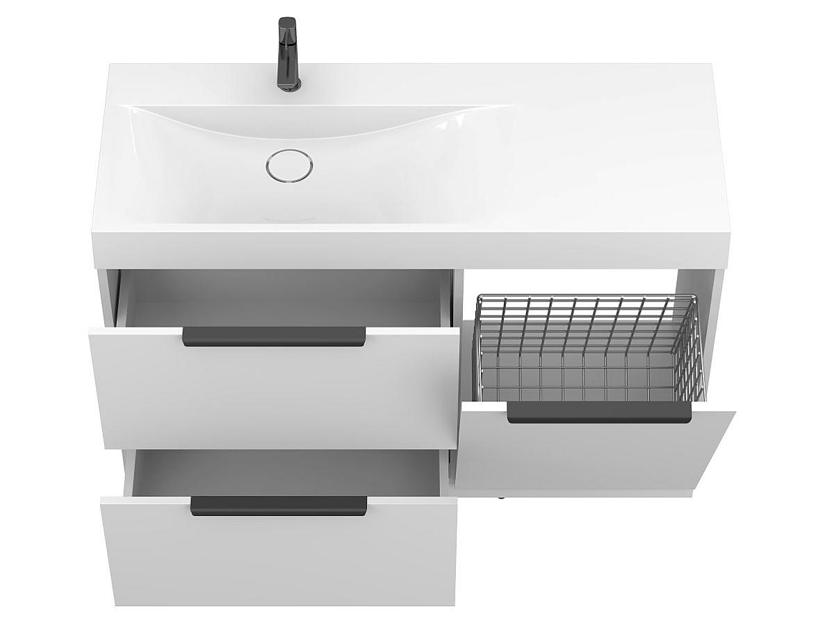 Тумба напольная ALBA Белая с умывальником VIOLA 1200 L